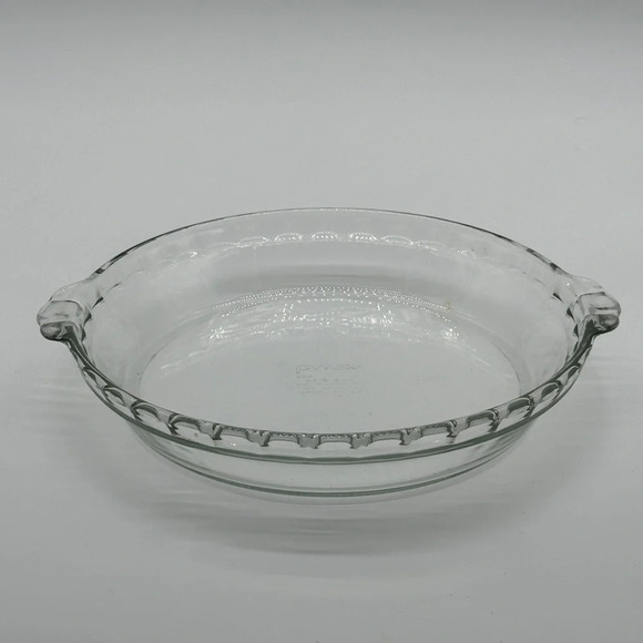 Vintage Pyrex DEEP DISH PIE PLATE 9 1/2" Fluted Rim Tab Handles Clear Glass #229 - Picture 1 of 7